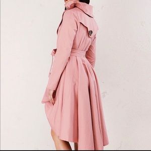 Akira Blush Pink High-Low Trench Coat